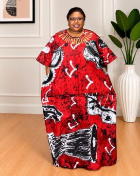 Adire (Art Work) Basket Neck Bubu Dress