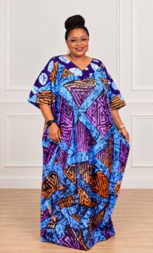 Adire Cotton Brocade Bubu Dress in Multi Color
