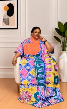 Adire Art Work on Cotton Bubu Dress in Multi Color